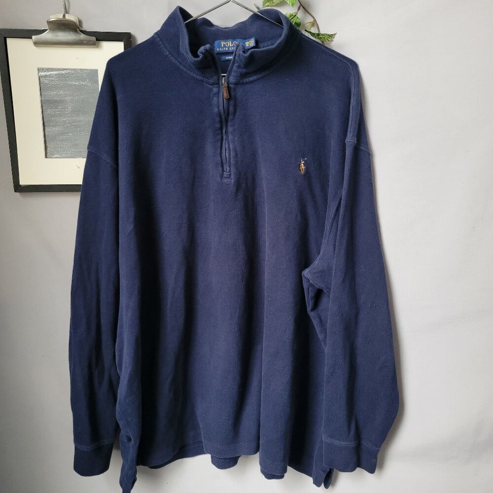 Polo‎ Ralph Lauren Estate-Rib Quarter-Zip Pullover Navy Blue 3XB